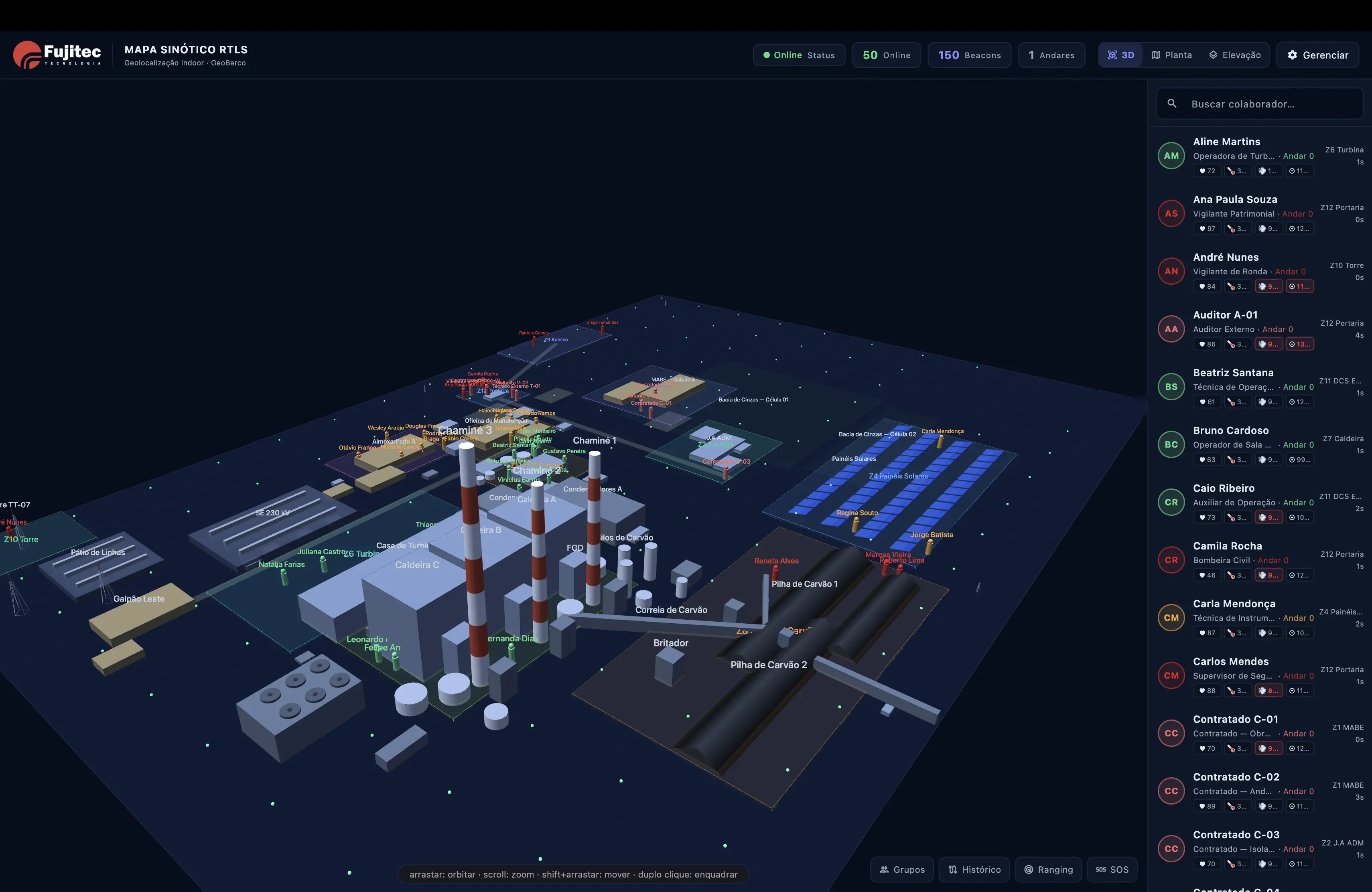 Renderização 3D ilustrativa de planta industrial